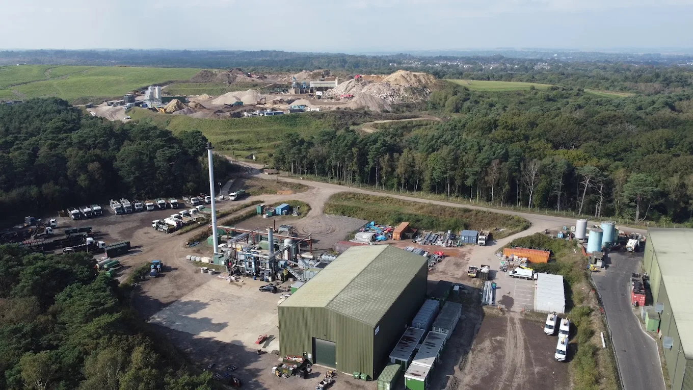 Aerial view of the Canford Recycling Centre MBT facility, Wimborne